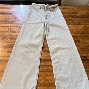 Zara Marine  Wide Leg Jeans Light Grey Denim Sz 4 (g1)